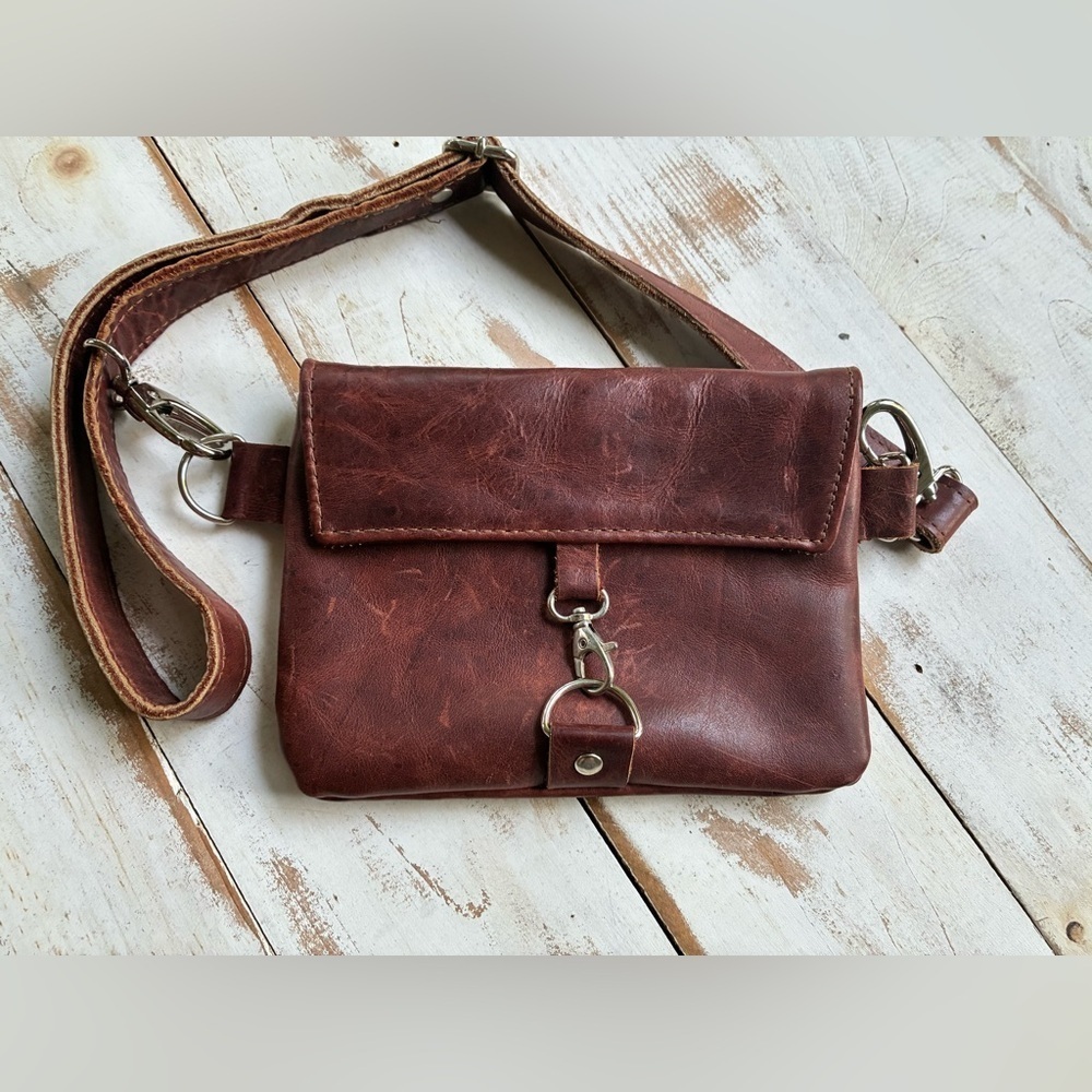 SABRA & SAND handcrafted leather crossbody bag leather boho minimalist purse EUC - Picture 2 of 15